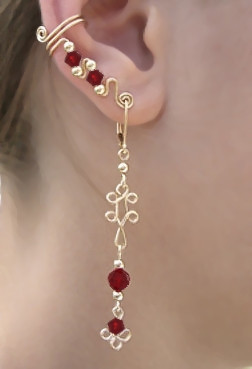 Ear Wrap with Dangle on Lever Back Ear Wire