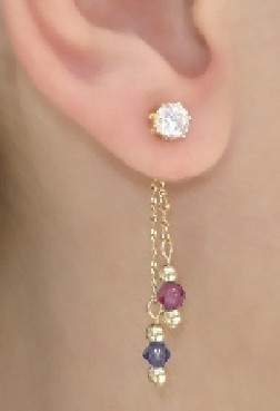 Ear Stud with Dangle in Back