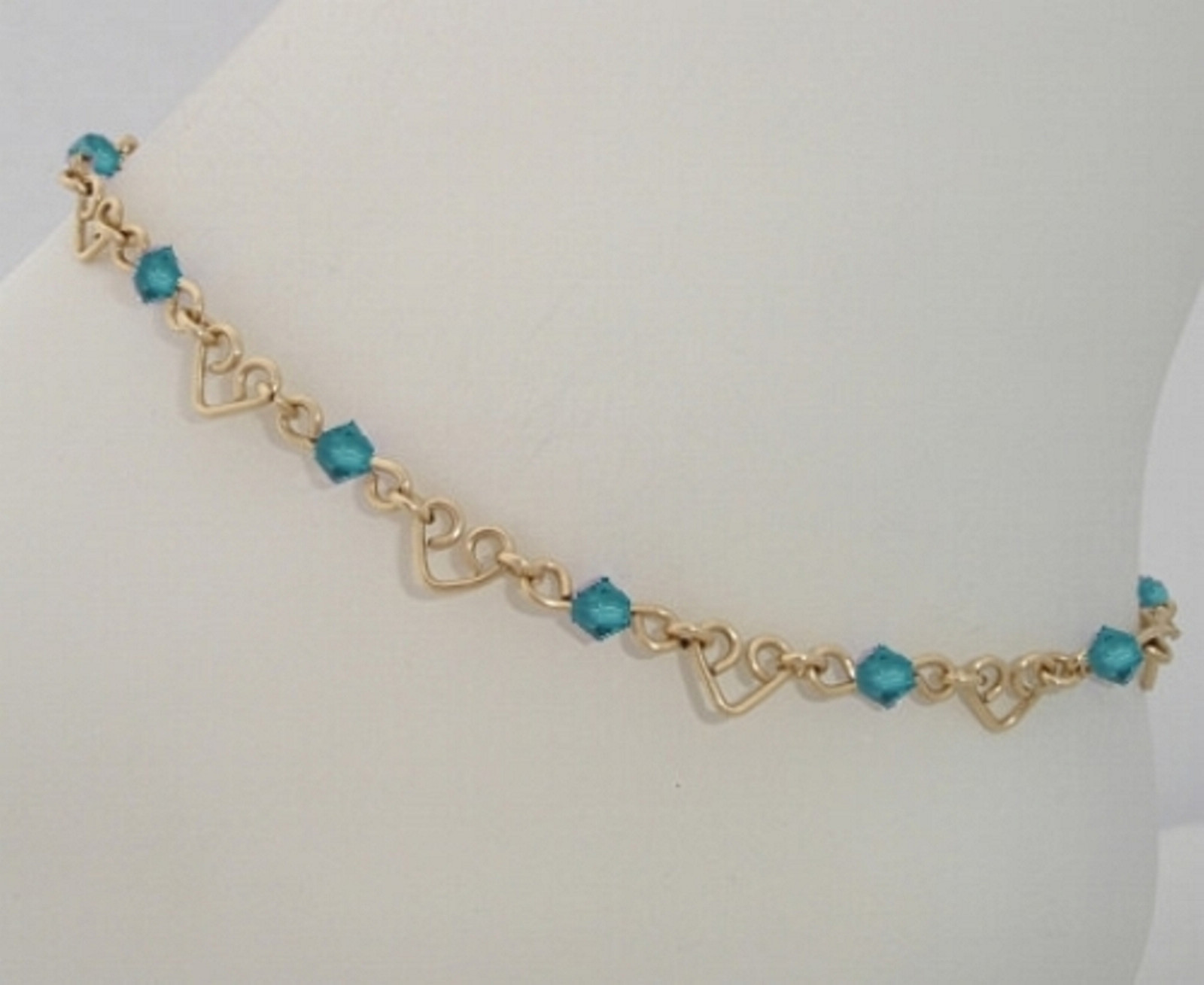 14kt Gold Filled Anklet with Swarovski Blue Zircon Crystals