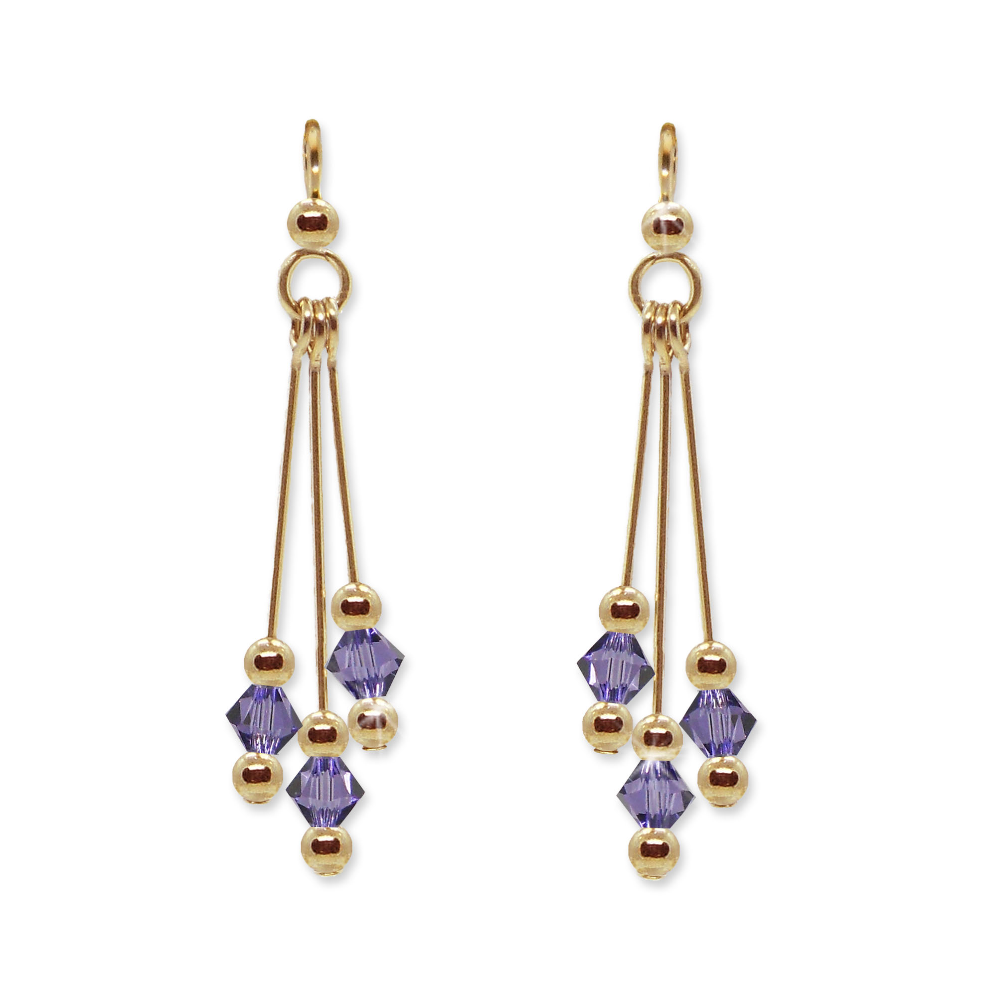 14kt Gold Filled Dangle Attachment withSwarovski Tanzanite Crystals