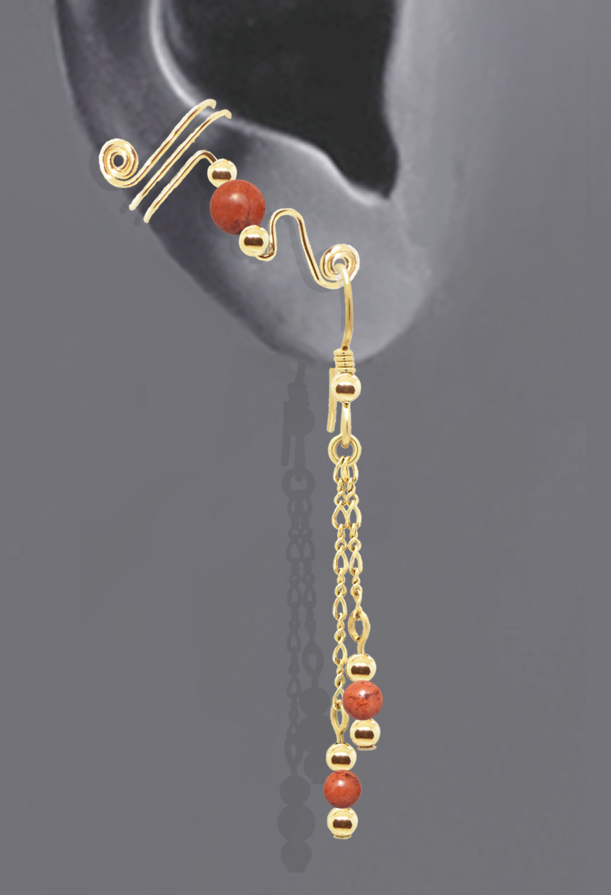 Ear Wrap with Dangle on Lever Back Ear Wire