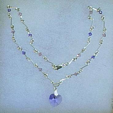 Silver Necklace with Swarovski Lt Amethyst and Tanzanite Crystals