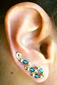 Ear Sweep with Blue Zircon Swarovski Crystals. 