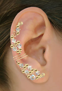 Gold Ear Wrap with Swarovski Clear AB Crystals